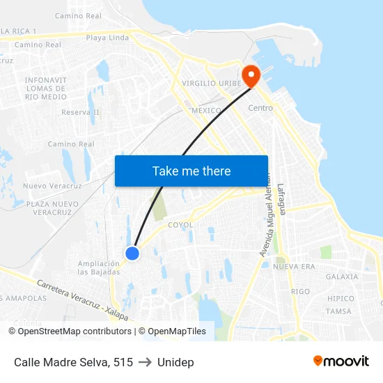 Calle Madre Selva, 515 to Unidep map