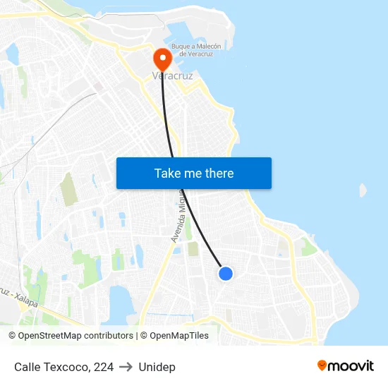 Calle Texcoco, 224 to Unidep map