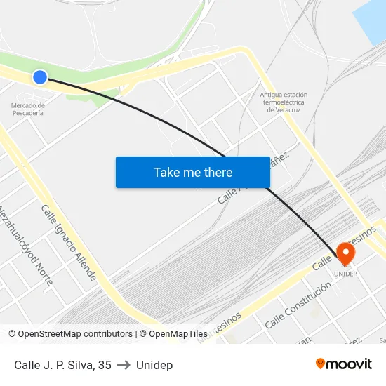 Calle J. P. Silva, 35 to Unidep map