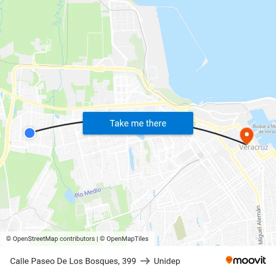 Calle Paseo De Los Bosques, 399 to Unidep map