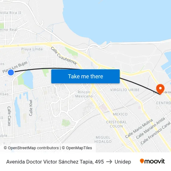 Avenida Doctor Victor Sánchez Tapia, 495 to Unidep map