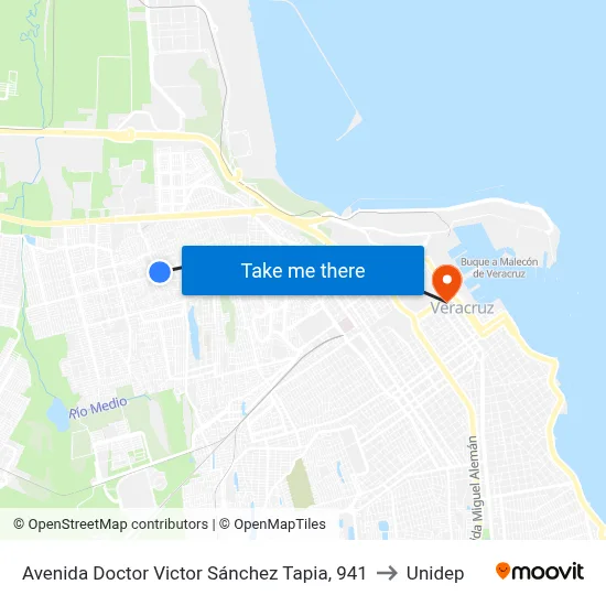 Avenida Doctor Victor Sánchez Tapia, 941 to Unidep map