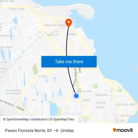 Paseo Floresta Norte, 83 to Unidep map