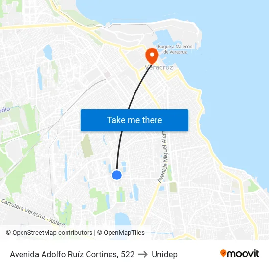 Avenida Adolfo Ruíz Cortines, 522 to Unidep map