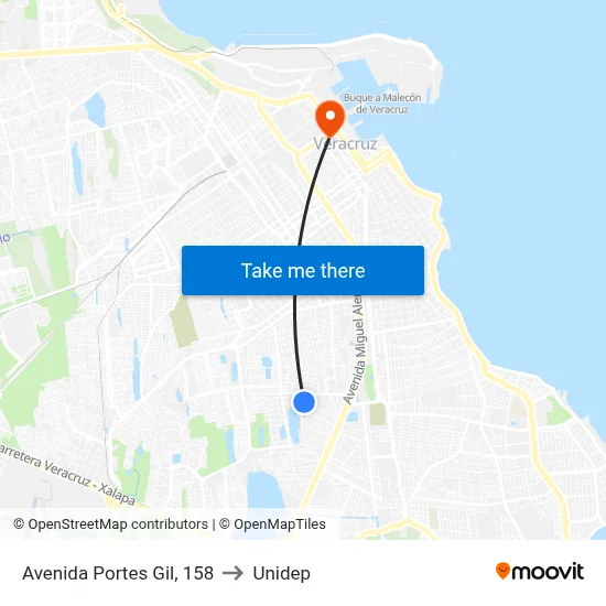 Avenida Portes Gil, 158 to Unidep map
