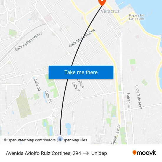 Avenida Adolfo Ruíz Cortines, 294 to Unidep map