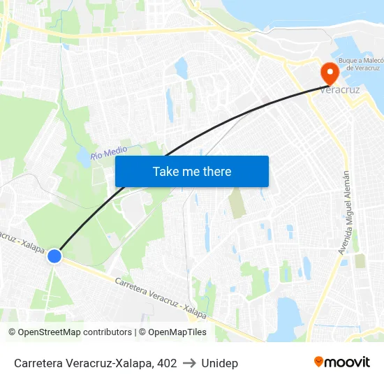 Carretera Veracruz-Xalapa, 402 to Unidep map