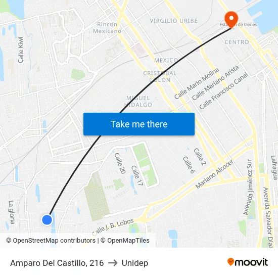 Amparo Del Castillo, 216 to Unidep map