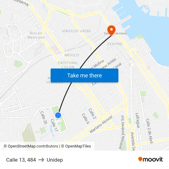 Calle 13, 484 to Unidep map