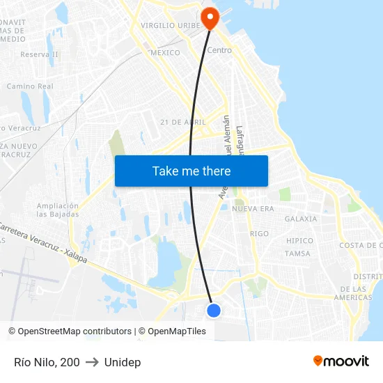 Río Nilo, 200 to Unidep map