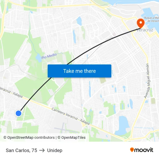 San Carlos, 75 to Unidep map