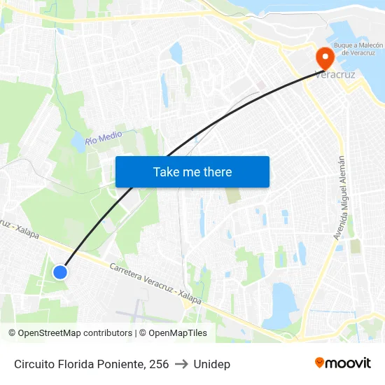 Circuito Florida Poniente, 256 to Unidep map