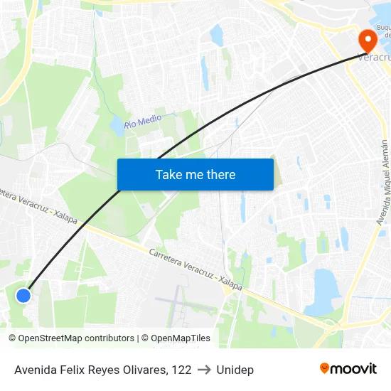Avenida Felix Reyes Olivares, 122 to Unidep map