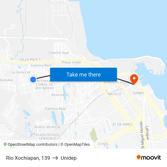 Río Xochiapan, 139 to Unidep map