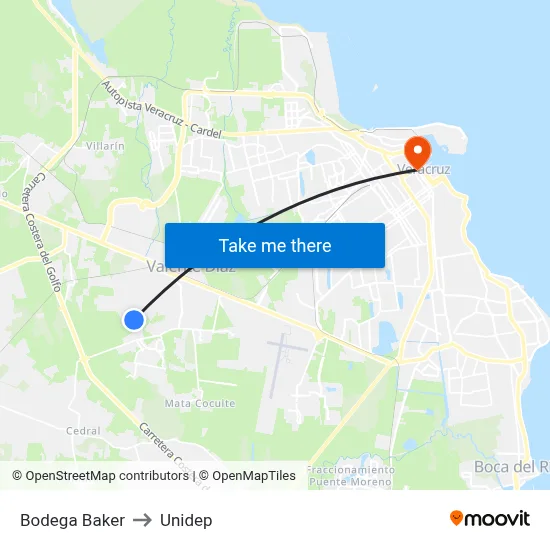 Bodega Baker to Unidep map