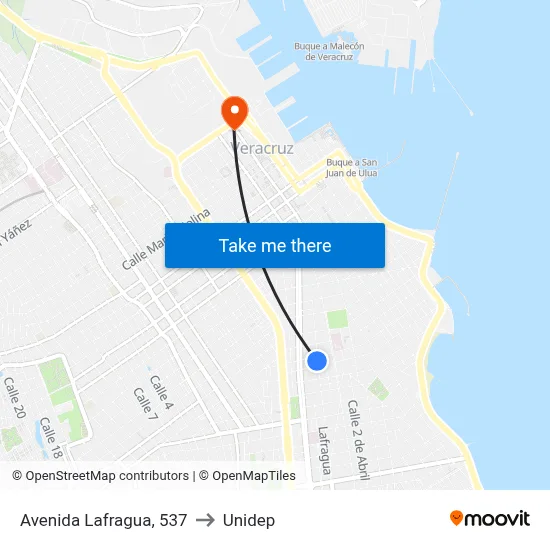 Avenida Lafragua, 537 to Unidep map