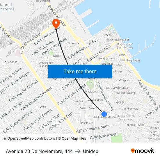 Avenida 20 De Noviembre, 444 to Unidep map