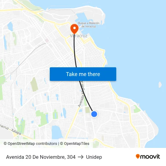 Avenida 20 De Noviembre, 304 to Unidep map
