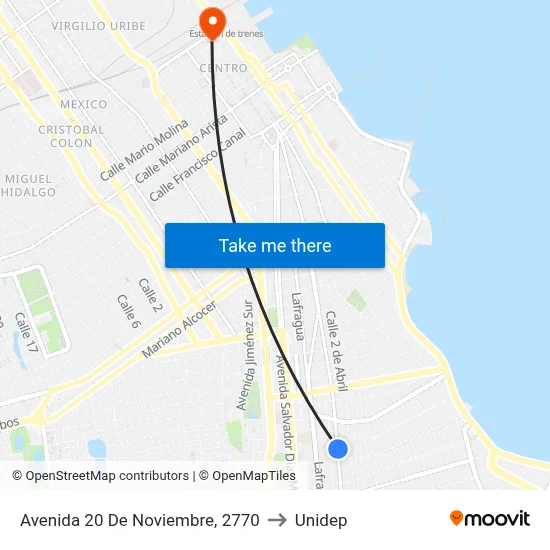 Avenida 20 De Noviembre, 2770 to Unidep map