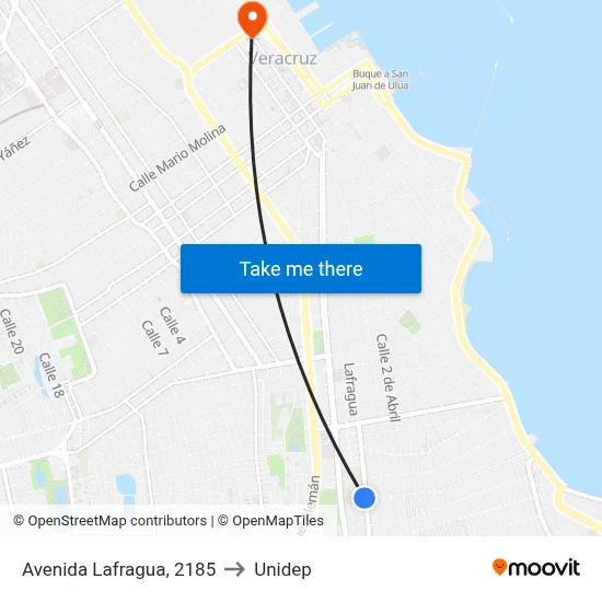 Avenida Lafragua, 2185 to Unidep map