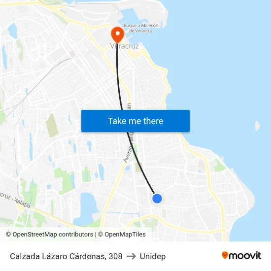Calzada Lázaro Cárdenas, 308 to Unidep map