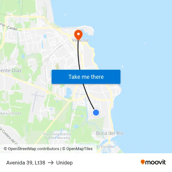 Avenida 39, Lt38 to Unidep map