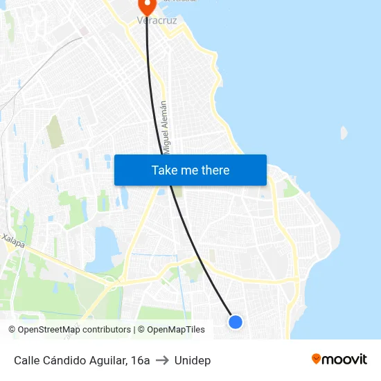 Calle Cándido Aguilar, 16a to Unidep map