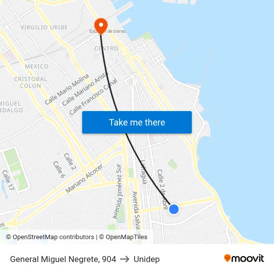 General Miguel Negrete, 904 to Unidep map