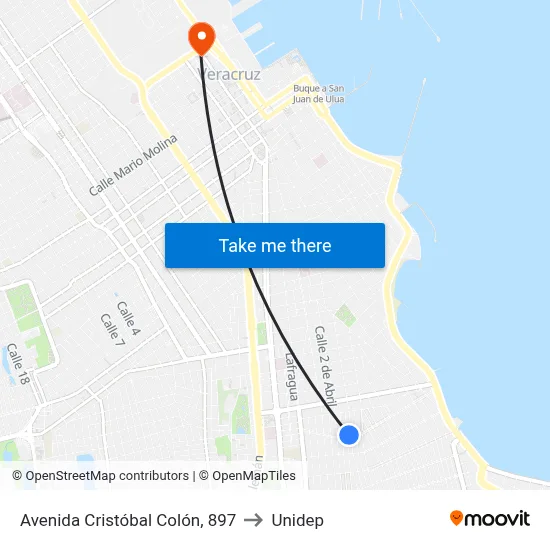 Avenida Cristóbal Colón, 897 to Unidep map