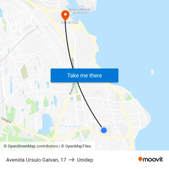 Avenida Ursulo Galvan, 17 to Unidep map