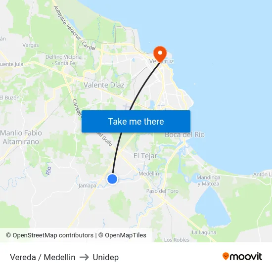 Vereda / Medellin to Unidep map