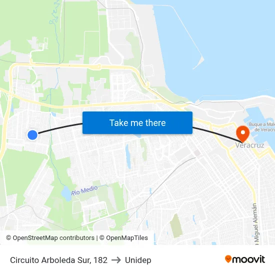 Circuito Arboleda Sur, 182 to Unidep map