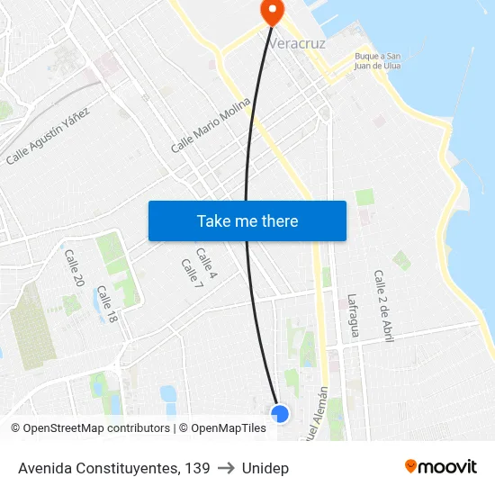 Avenida Constituyentes, 139 to Unidep map