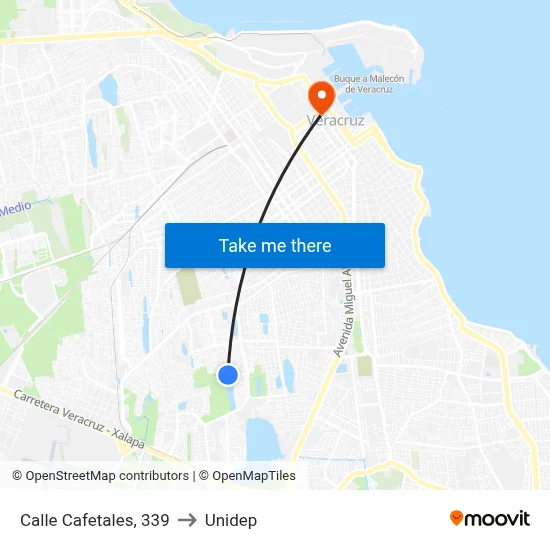 Calle Cafetales, 339 to Unidep map