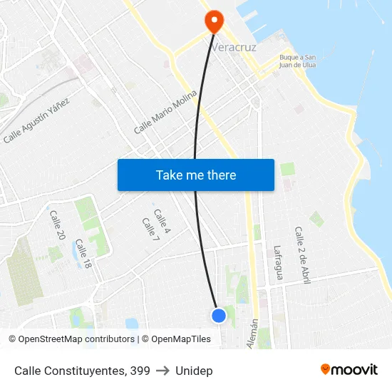 Calle Constituyentes, 399 to Unidep map