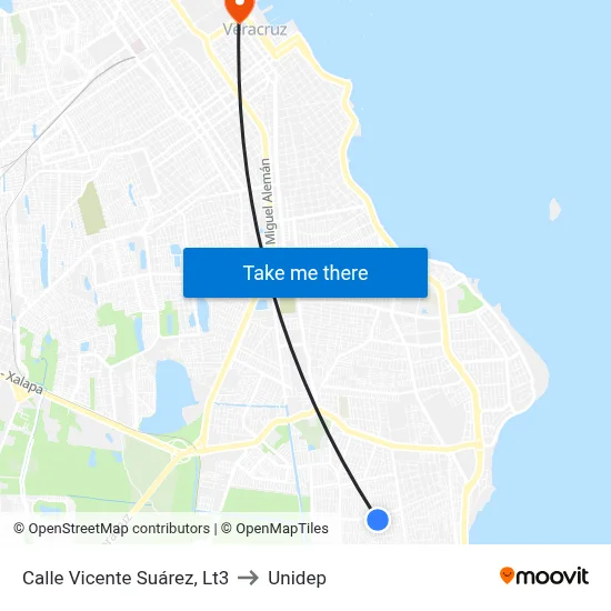 Calle Vicente Suárez, Lt3 to Unidep map