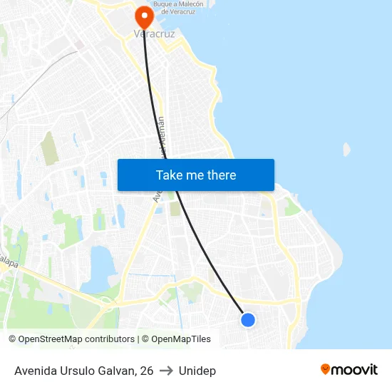 Avenida Ursulo Galvan, 26 to Unidep map