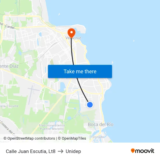 Calle Juan Escutia, Lt8 to Unidep map