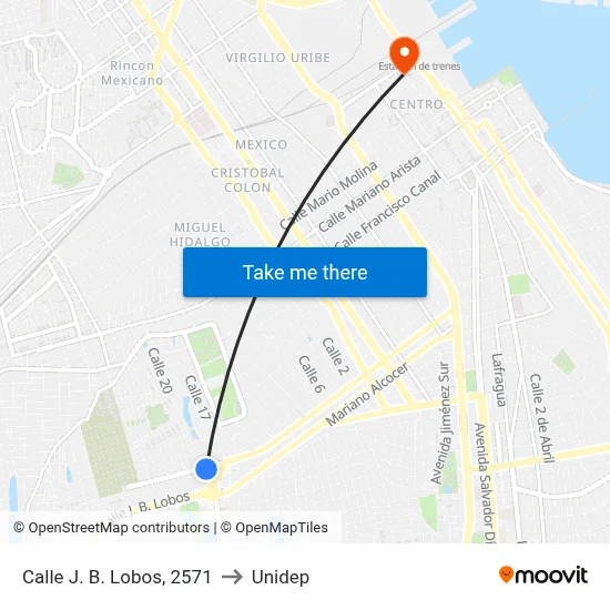 Calle J. B. Lobos, 2571 to Unidep map