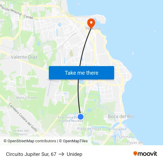 Circuito Jupiter Sur, 67 to Unidep map