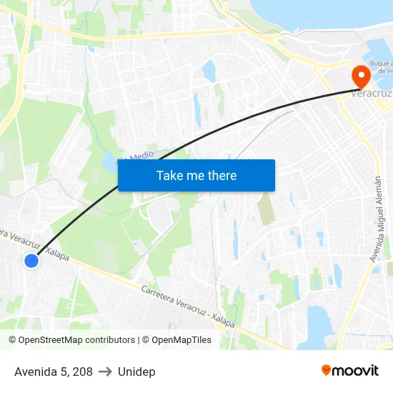 Avenida 5, 208 to Unidep map