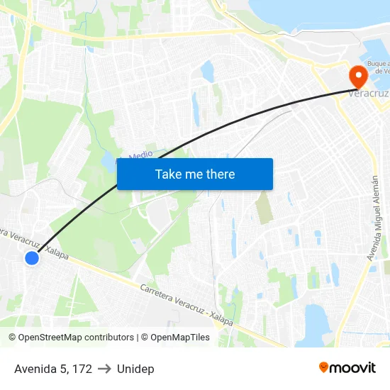 Avenida 5, 172 to Unidep map