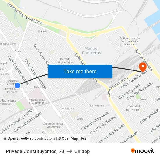 Privada Constituyentes, 73 to Unidep map