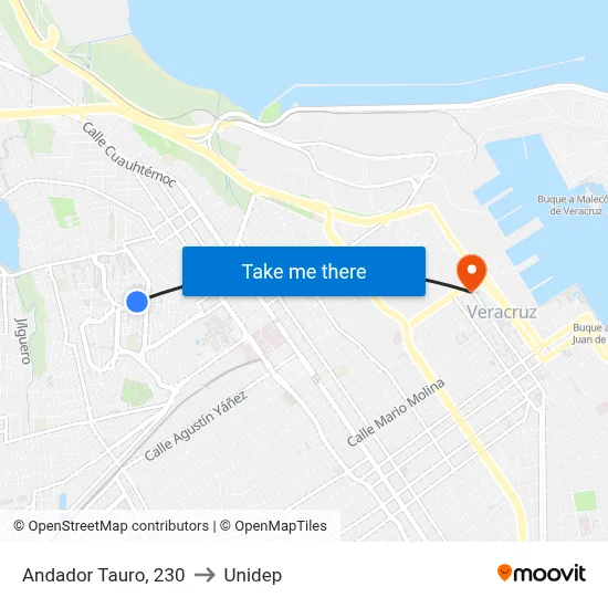 Andador Tauro, 230 to Unidep map