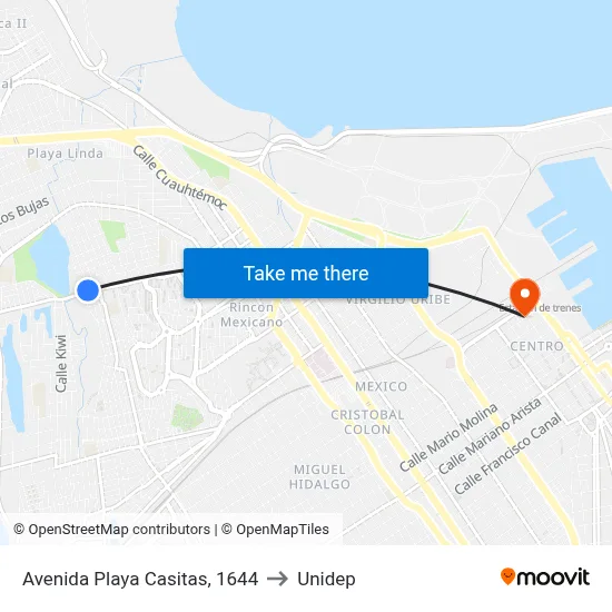 Avenida Playa Casitas, 1644 to Unidep map