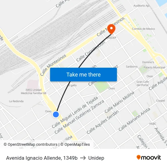 Avenida Ignacio Allende, 1349b to Unidep map