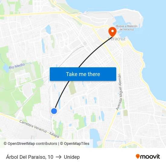 Árbol Del Paraíso, 10 to Unidep map
