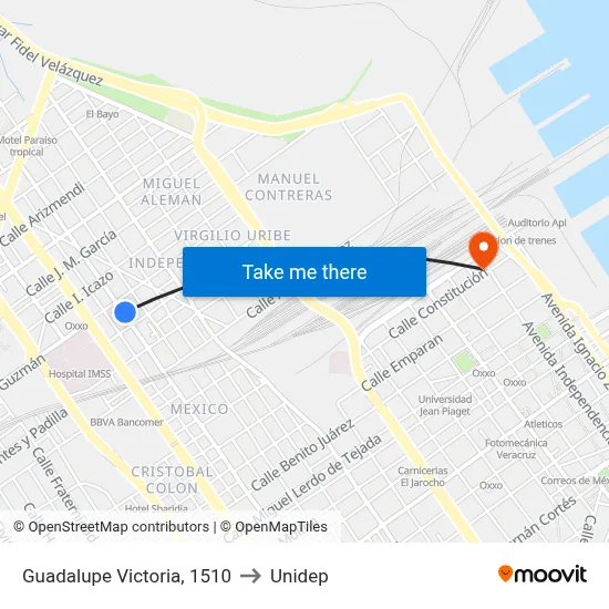 Guadalupe Victoria, 1510 to Unidep map