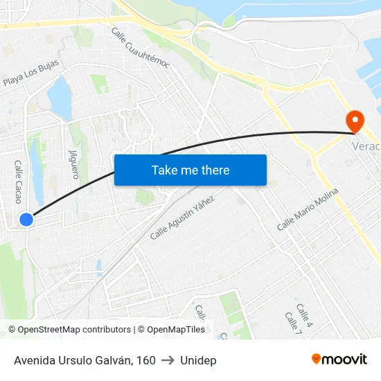 Avenida Ursulo Galván, 160 to Unidep map
