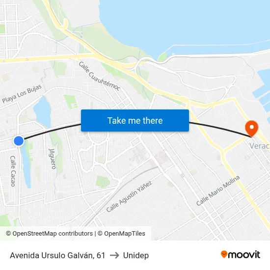 Avenida Ursulo Galván, 61 to Unidep map